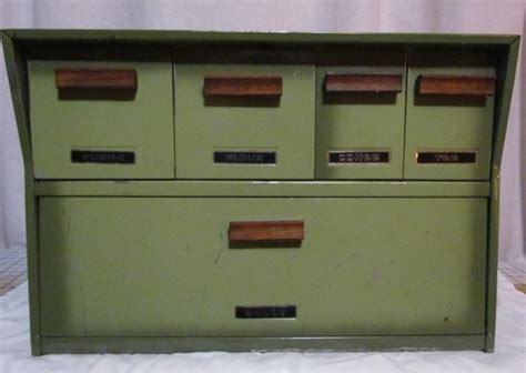 Vintage Avocado Speko Krestline Metal Bread Box 4 Drawer 